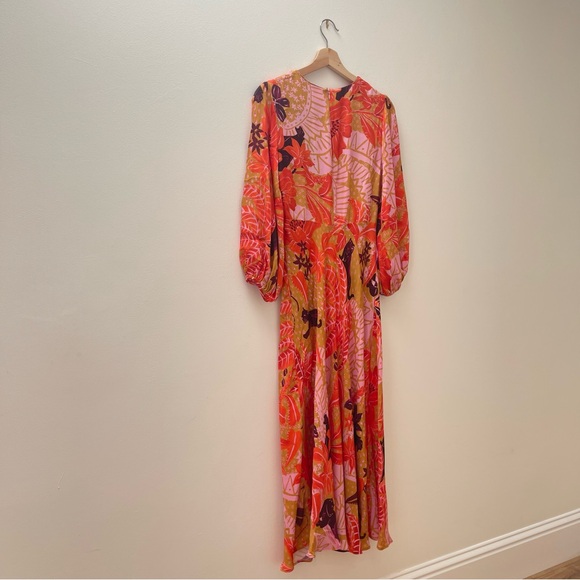 Farm Rio Beige Jungle Panther Viscose Midi Dres - Picture 8 of 8